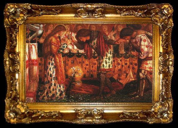 framed  Dante Gabriel Rossetti How Sir Galahad, Sir Boys and Sir Percival were fed with the Sanc Grael ; But Sir Percival
